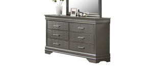 English Elm Modern Six Drawer Dresser with Curved Frame Birch Veneer Gray Finish Bedroom Storage B011P448758