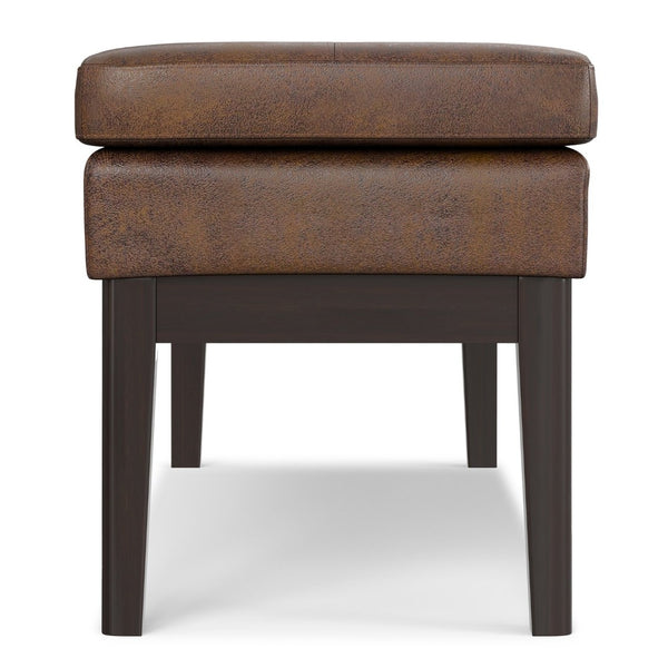 English Elm Carlson Faux Leather Upholstered Bench Vintage Padded Seat for Entryway or Bedroom Brown B136P436938