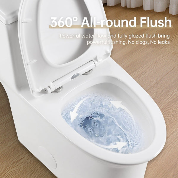 English Elm 1.1/1.6 Gpf Ceramic One Piece Toilet Skirted Comfort Height Dual Flush Soft Close B2724P246931
