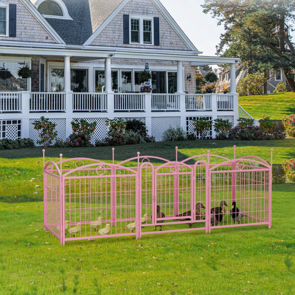 English Elm Dog Playpen 8 Panel Heavy Duty Iron Pet Enclosure Foldable Indoor Outdoor Exercise Pen Pink W368P233998