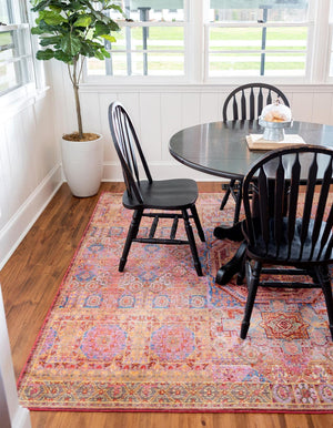 Unique Loom Austin Alto Machine Made Border Rug Peach, Blue/Brown/Gold/Green/Light Blue/Orange/Puce/Red 8' 0" x 8' 0"