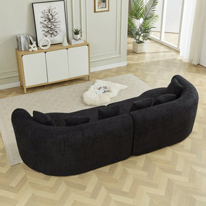 English Elm Curved Chenille Sectional Sofa Oversized Four Seat Cloud Foam Living Room Lounge W3505P355584