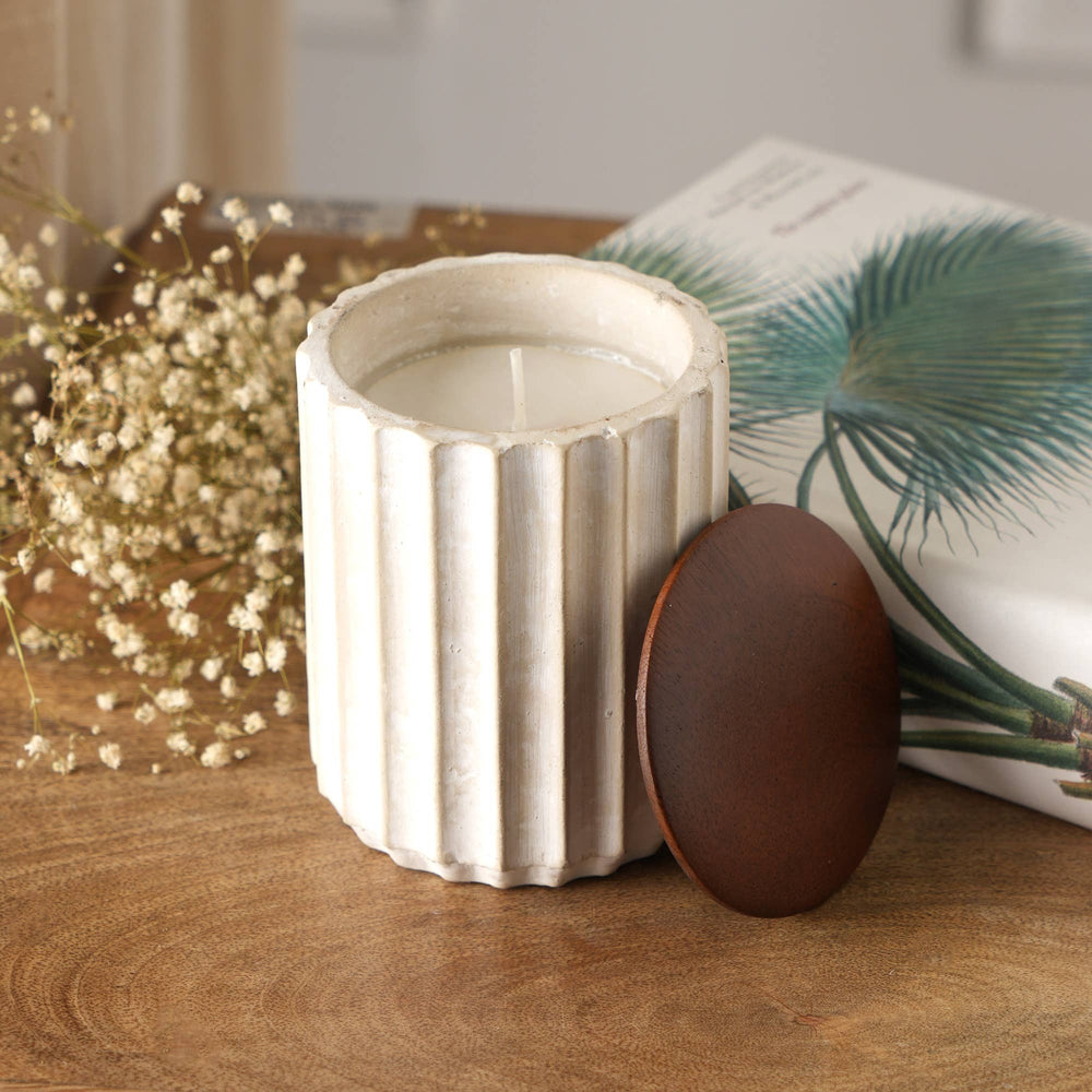 English Elm Jar Candle Ecomix Wax With Mango Wood Lid - Handcrafted Vanilla Lavender For Relaxation & Gifting B346P369766