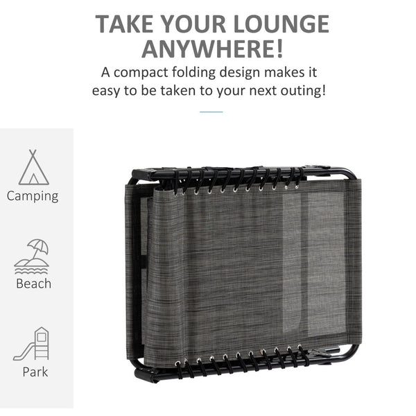 English Elm Outsunny Portable Folding Chaise Lounge Chair With Adjustable Backrest, Removable Pillow & Storage Pocket W2225P174384-GIGA