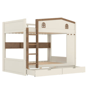 English Elm Twin Xl Solid Pine Loft Bed with Built-in Led Lighting and Storage Shelves W1580S00390