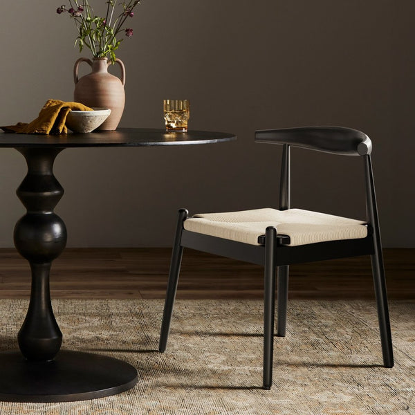 English Elm Weave Dining Chairs Set Of 2 - Mid-Century Modern Oak Frame With Handwoven Seat For Stylish Spaces T3623P371947-GIGA