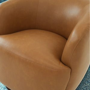 English Elm Mina Italian Inspired Vegan Leather Swivel Barrel Lounge Chair for Modern Living B183P423277