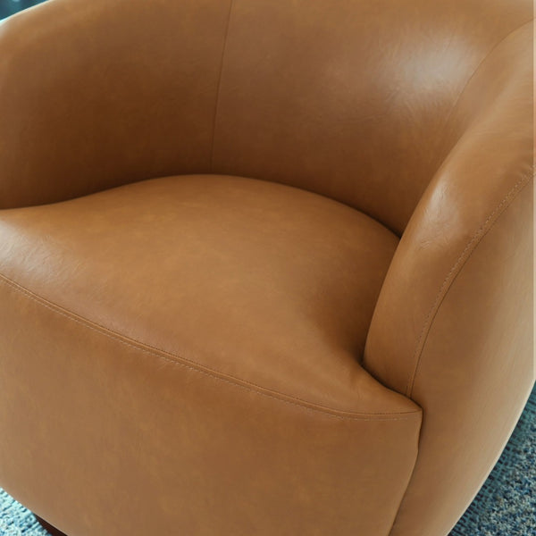 English Elm Mina Italian Inspired Vegan Leather Swivel Barrel Lounge Chair for Modern Living B183P423277