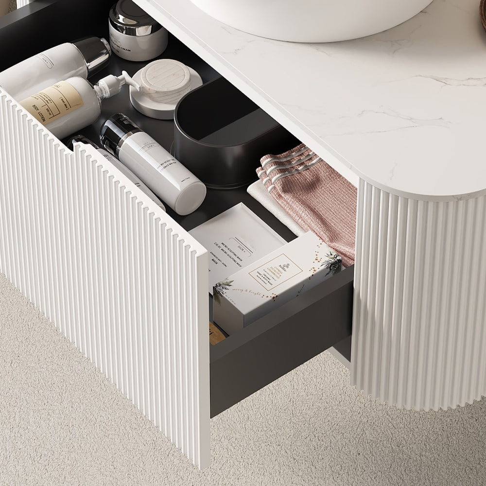 English Elm Dina 30" Wall-Mounted Bathroom Vanity With Elegant Round Sink, Soft-Close Drawers & Stone Design W2615S00156