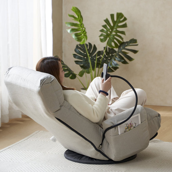 English Elm Adjustable ergonomic gaming lounge chair with 360° swivel, spring seat comfort and phone holder Gray W244P172639