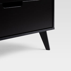 English Elm Walker Edison - Mid-Century Hans 6-Drawer Dresser with Durable MDF, UV Foil Finish, Warp-Resistant, Smooth Slides Black 56.5 L x 20 W x 8 H B185P169060