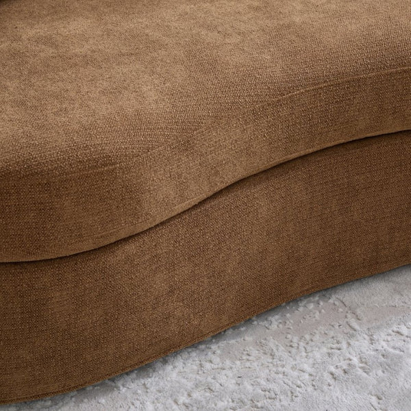 English Elm 73.82" Wide Curved Chenille Loveseat with Deep Lounge Seat and Sculptural Modern Frame Brown W3189S00035