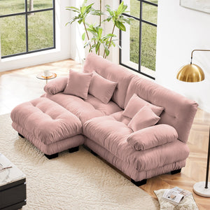 English Elm Cloud Couch Sectional Sofa – Chic Chenille 2-Seater With Lumbar & Throw Pillows, Modular Design W714S01008