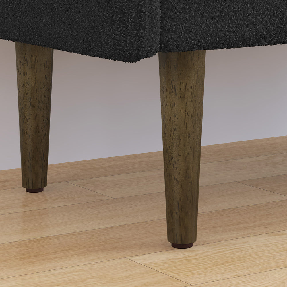 English Elm Teddy plush storage stool with hidden compartment, compact velvet bench for apartment, living room, bedroom conveniences Black W487P205943