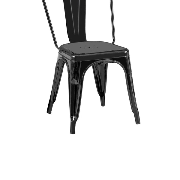 English Elm Set Of 4 High Gloss Black Metal Dining Chairs - Stackable, Lightweight, Easy-Clean, Modern Design B347P383404-GIGA