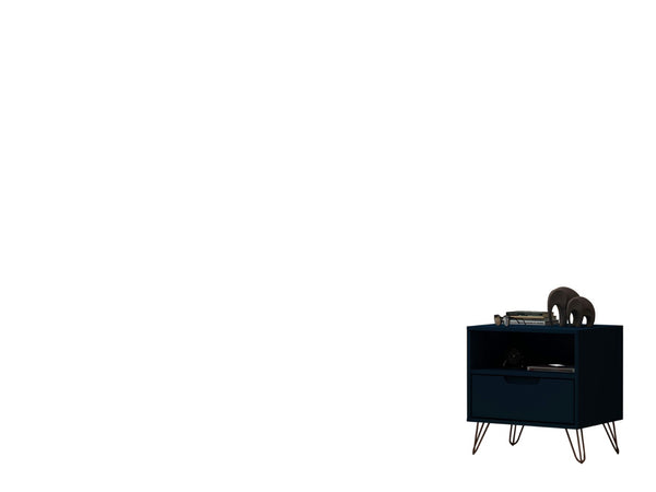 English Elm Rockefeller Midnight Blue Nightstand - Stylish 1-Drawer Design With Open Shelf For Modern Spaces B365P398162-GIGA