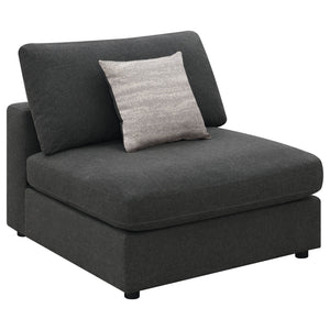 English Elm Duncan Modular Armless Chair in Charcoal Muslin Fabric with Removable Back Cushion, Cozy Modern Seating B062P357799