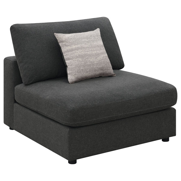 English Elm Duncan Modular Armless Chair in Charcoal Muslin Fabric with Removable Back Cushion, Cozy Modern Seating B062P357799