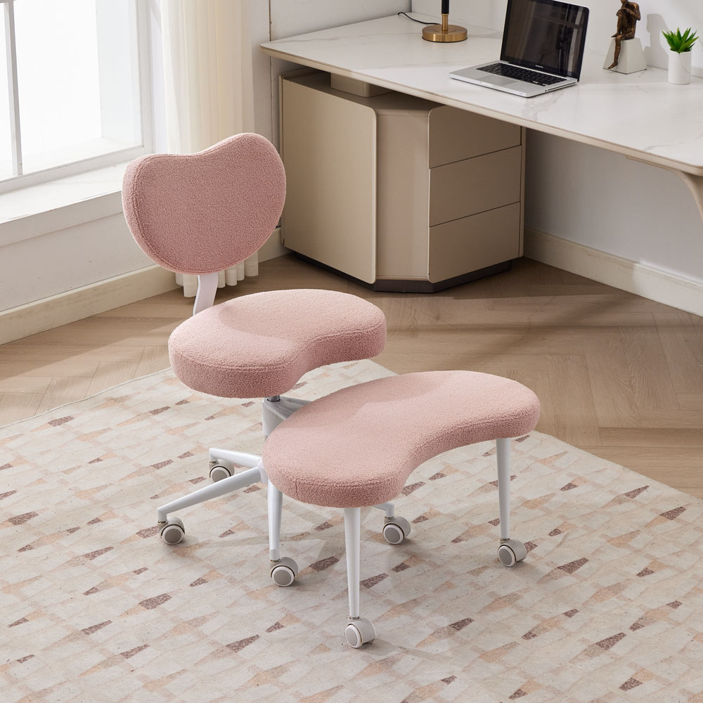 English Elm Meditation Chair Plus - Plus-Size Cross-Legged Swivel Seat with Memory Foam, Lumbar Support, Pink W1143P360516