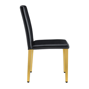 English Elm Four PU dining chairs with sleek silver metal legs, ergonomic PU seats, anti-slip feet, easy assembly, modern minimalist style Black+Gold W1151P269024