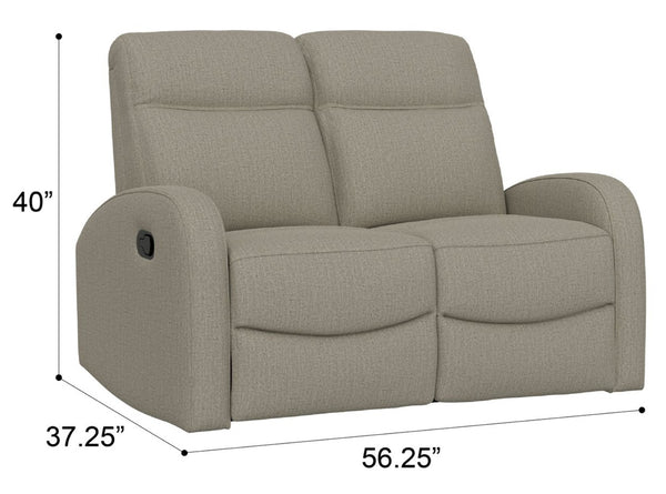 English Elm Beige Manual Reclining Loveseat with Dual Contoured Seats for Compact Living Spaces B361P484467