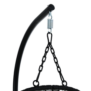 English Elm U_style Wicker Hanging Egg Chair with Stand Hdpe Cocoon Swing for Balcony Garden Black+ Gray N711P389503E