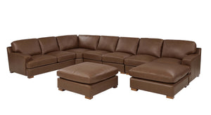 English Elm Leather Match Modular Sectional Sofa Top Grain Upholstered L Shaped Living Room Dark Brown B2748S00029