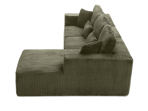 English Elm 107.5 Inch Modular Cloud Sectional Corduroy Sofa Deep Seat Reclining L-shaped Couch W2564S00122
