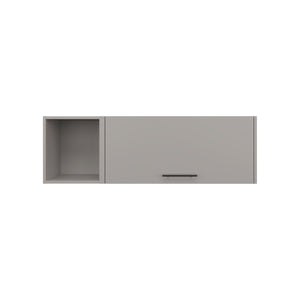 English Elm Wall Cabinet Conway Smoke Engineered Wood Office Storage with Open Shelf, Dual Compartments, Handle B092P238712