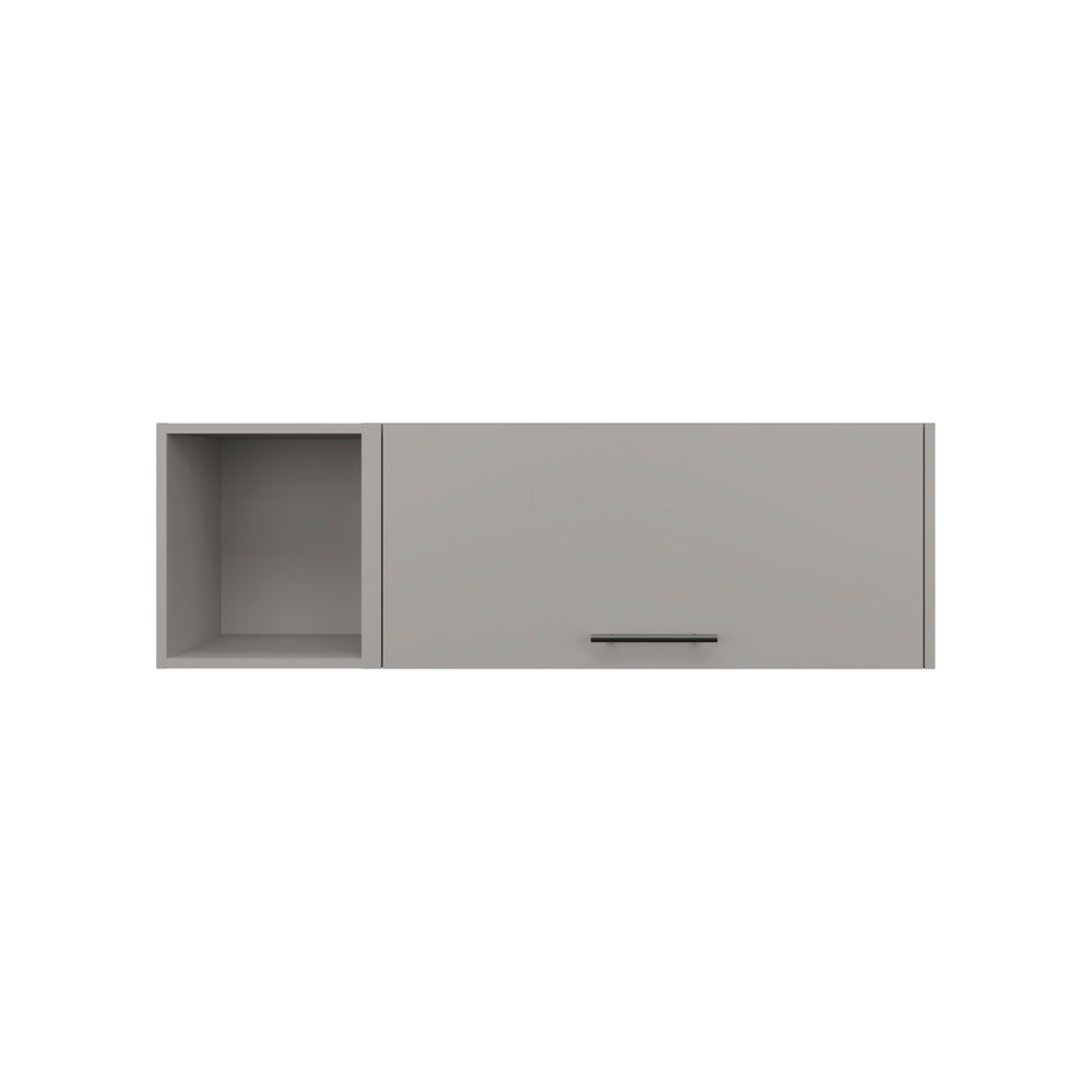 English Elm Wall Cabinet Conway Smoke — Engineered Wood Office Storage with Open Shelf, Dual Compartments, Metal Handle (37.8" L x 19.7" W x 5.9" H) B092P238712