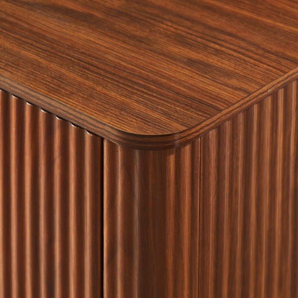 English Elm 63" Wave Front Sideboard with Four Door Storage for Living Room Hallway Bedroom Walnut W1820P431359