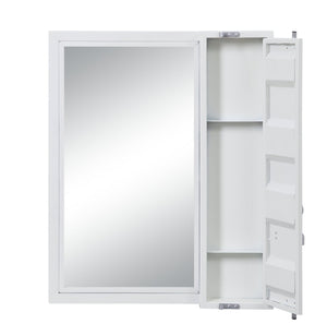 English Elm Cargo White Finish Vanity Mirror with 5mm Premium Glass, Hidden Locking Storage & Industrial Metal Frame B2726P263370