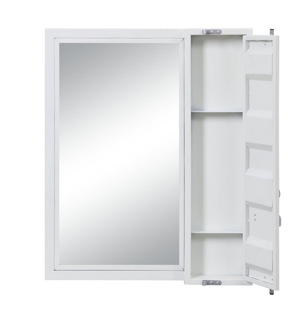 English Elm Cargo White Finish Vanity Mirror with 5mm Premium Glass, Hidden Locking Storage & Industrial Metal Frame B2726P263370
