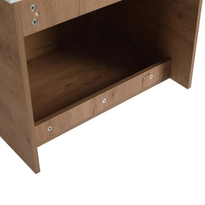English Elm 60'' Wall-Mounted Bathroom Vanity With Elegant Ceramic Art Sink & Soft-Close Door For Modern Spaces W999S00411