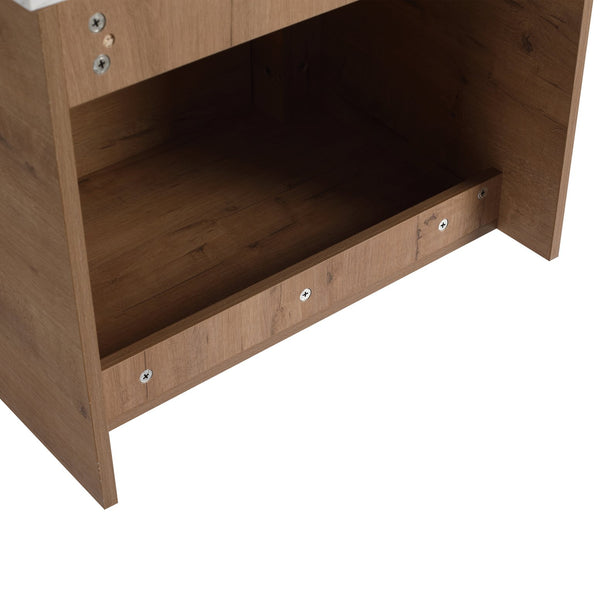 English Elm 60'' Wall-Mounted Bathroom Vanity With Elegant Ceramic Art Sink & Soft-Close Door For Modern Spaces W999S00411