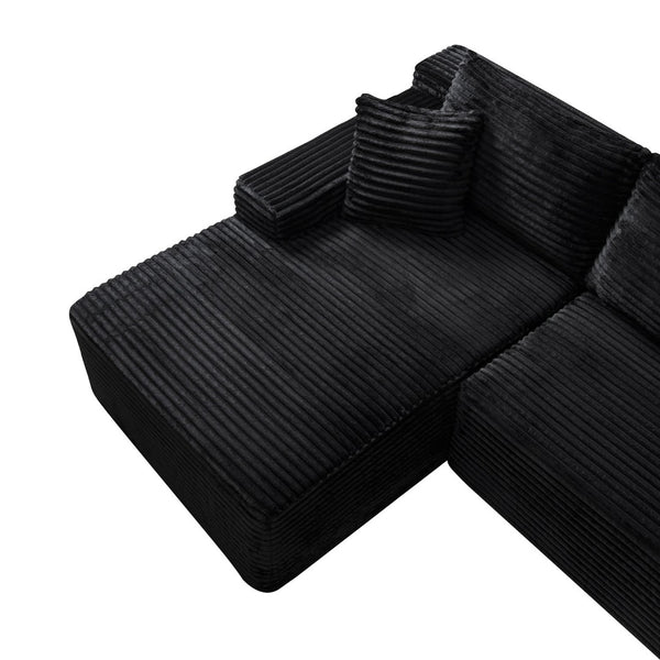 English Elm 94.5" Jumbo Corduroy Cloud Sectional Deep Seat L-shape Couch for Living Rooms W5515P479893