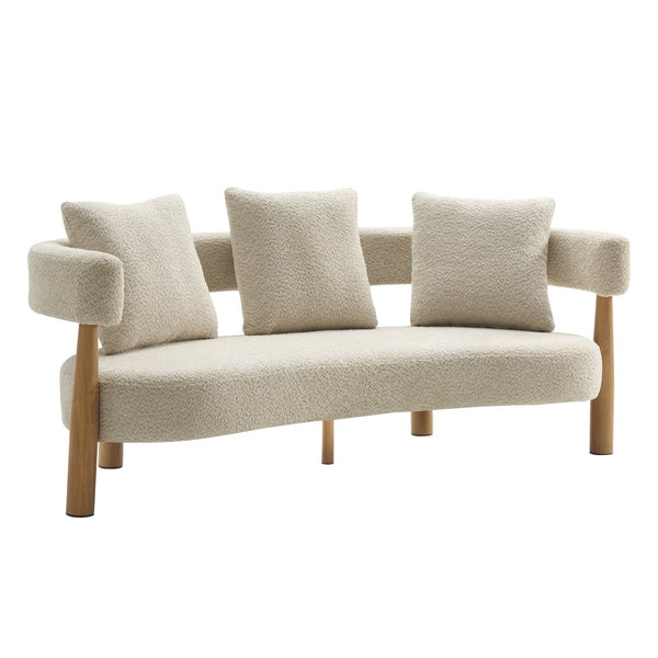 English Elm Luxe Curved Boucle Three Seat Sofa with Arc Backrest and Tapered Legs for Modern Living N773P342182S