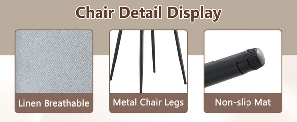 English Elm Table Set: Modern Black Wood Dining Table & 4 Light Gray High-Resilience Chairs For Comfort & Style W1151S04316-GIGA