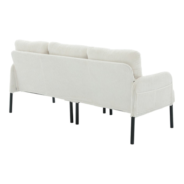 English Elm United We Win Corduroy Loveseat Plush Ergonomic Sofa with Spring Support Metal Legs Beige W1568P410043