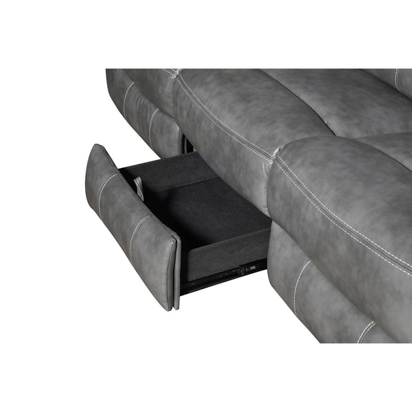 English Elm Masley Grey 3-Piece Reclining Sofa Set with Cup Holders, Storage & Leatherette Accents for Cozy Entertaining B062S01167