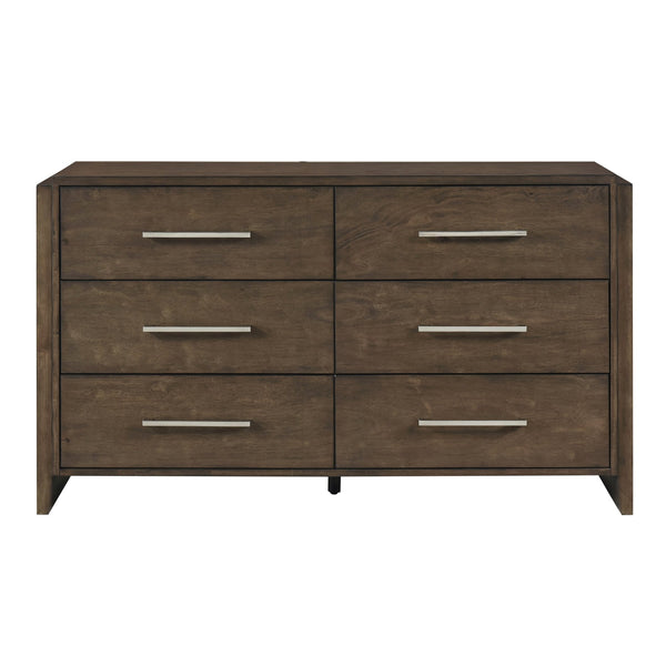 English Elm Classic 6-Drawer Dresser in Rich Wood Finish with Durable Rubberwood Build, Smooth Glides, Chrome Pulls Dark Walnut 64.5 L x 21 W x 40 H B011P339692