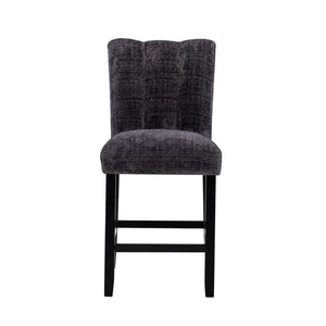 English Elm MAGALY Velvet Dark Grey Bar Stools Set of 2 - Rubberwood Frame, Transitional Design, Easy Care Upholstery B201P290542