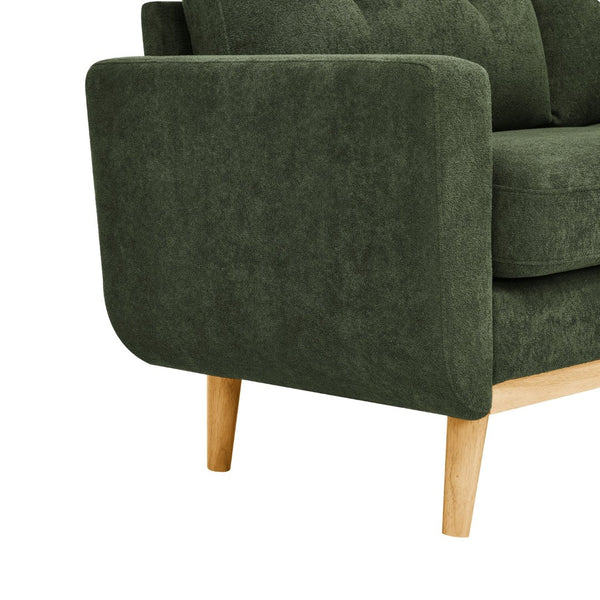 English Elm 67.7" Tufted Button Mid-century Loveseat with Splayed Wood Legs for Living Rooms Antique Green B355P428573