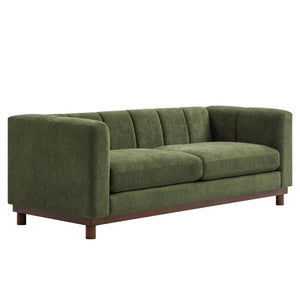 English Elm Modern Chenille Loveseat with Pocket Spring Support for Apartment Living Rooms Green N763S000070F