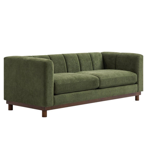 English Elm Modern Chenille Loveseat with Pocket Spring Support for Apartment Living Rooms Green N763S000070F