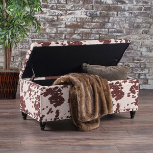 English Elm Christopher Knight Home® - STORAGE Ottoman Bench with Lift-Top Hidden Compartment, Upholstered Fabric, Modern Entryway Seating Cream+Dark Brown 60581.00NVLT