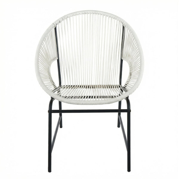English Elm Nusa Outdoor Pe Rattan Patio Chairs with Iron Frame Airy Oval Weave Set of 2 White N775P422987W