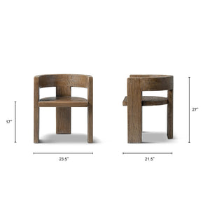 English Elm Soren Reclaimed Elm Sculptural Dining Chair with Wraparound Back Wabi-sabi Craft Brown B2719P474457