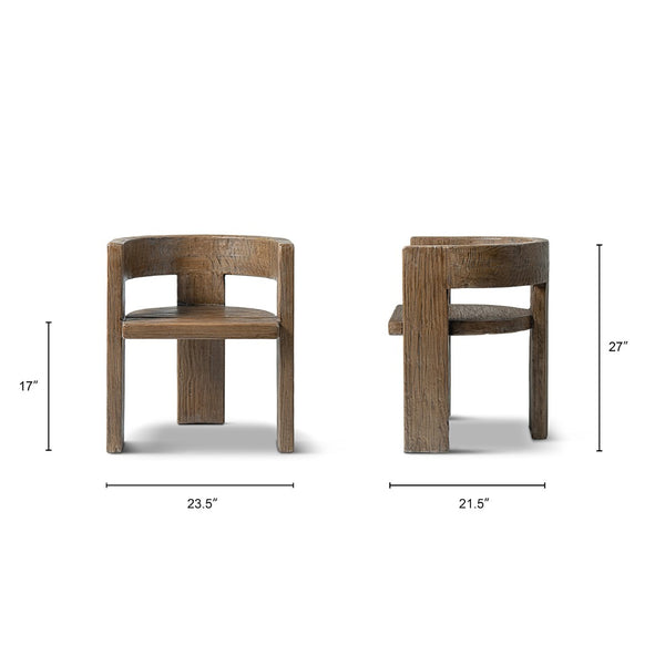 English Elm Soren Reclaimed Elm Sculptural Dining Chair with Wraparound Back Wabi-sabi Craft Brown B2719P474457