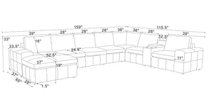 English Elm Large Square Arm Leather Match Modular Sectional for Open Concept Living Rooms Olive Green B2748S00143